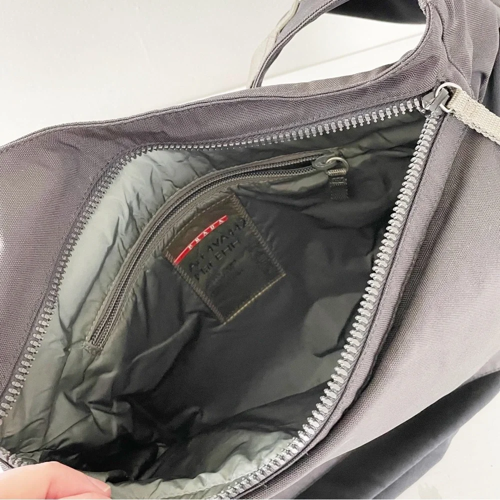 Prada black canvas vintage unisex crossbody bag with pouch